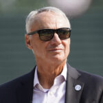Aug 1, 2025; Chicago, IL, USA; Baseball Commissioner Rob Manfred announces Major League Baseball and the Chicago Cubs will host the 2027 All Star game at Wrigley Field. Mandatory Credit: David Banks-Imagn Images