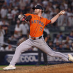 Aug 8, 2025; Bronx, New York, USA; Houston Astros relief pitcher Josh Hader (71) delivers a pitch during the ninth inning against the New York Yankees at Yankee Stadium. Mandatory Credit: Vincent Carchietta-Imagn Images