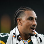 Aug 9, 2025; Green Bay, Wisconsin, USA; Green Bay Packers quarterback Jordan Love (10) walks off the field following a 30-10 loss against the New York Jets at Lambeau Field. Mandatory Credit: Kayla Wolf-Imagn Images