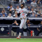 Aug 11, 2025; Bronx, New York, USA; Minnesota Twins center fielder Byron Buxton (25) rounds the bases after hitting a solo home run against the New York Yankees during the sixth inning at Yankee Stadium. Mandatory Credit: Brad Penner-Imagn Images