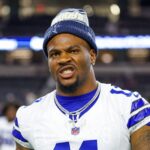 Cowboys Micah Parsons redes sociais - Aug 16, 2025; Arlington, Texas, USA; Dallas Cowboys defensive end Micah Parsons (11) reacts after the game against the Baltimore Ravens at AT&T Stadium. Mandatory Credit: Kevin Jairaj-Imagn Images