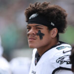 Aug 16, 2025; Philadelphia, Pennsylvania, USA; Philadelphia Eagles wide receiver Johnny Wilson (89) in a game against the Cleveland Browns at Lincoln Financial Field.