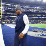 Aug 22, 2025; Arlington, Texas, USA; Dallas Cowboys defensive end Micah Parsons walks off the field after the game against the Atlanta Falcons at AT&T Stadium.