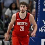 Feb 8, 2025; Dallas, Texas, USA; Houston Rockets center Alperen Sengun (28) in action during the game between the Dallas Mavericks and the Houston Rockets at the American Airlines Center.
