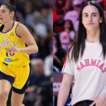 Kelsey Plum e Caitlin Clark polêmica - Fotos: D. Ross Cameron-Imagn Images e Mark J. Rebilas-Imagn Images