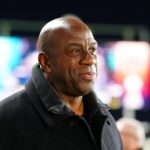 Nov 23, 2024; Kansas City, Missouri, USA; Magic Johnson attends the 2024 NWSL Championship match at CPKC Stadium.