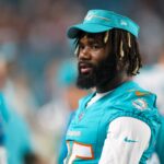 Aug 11, 2023; Miami Gardens, Florida, USA; Miami Dolphins cornerback Xavien Howard (25) looks on against the Atlanta Falcons in the fourth quarter at Hard Rock Stadium.