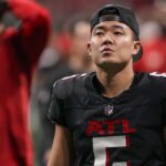 Dec 10, 2023; Atlanta, Georgia, USA; Atlanta Falcons place kicker Younghoe Koo (6) leaves the field after the Falcons were defeated by the Tampa Bay Buccaneers at Mercedes-Benz Stadium.