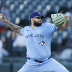 May 27, 2024; Chicago, Illinois, USA; Toronto Blue Jays starting pitcher Alek Manoah (6) delivers a pitch against the Chicago White Sox during the first inning at Guaranteed Rate Field. Mandatory Credit: Kamil Krzaczynski-USA TODAY Sports