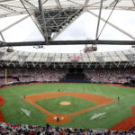 MLB US, Mexico & Canada customers only] June 9, 2024; London, UNITED KINGDOM; A general view of the field before a London Series baseball game between the Philadelphia Phillies and New York Mets at Queen Elizabeth Olympic Park. Mandatory Credit: Matthew Childs/Reuters via USA TODAY Sports