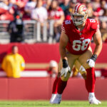 August 18, 2024; Santa Clara, California, USA; San Francisco 49ers offensive tackle Colton McKivitz (68) during the first quarter against the New Orleans Saints at Levi's Stadium. Mandatory Credit: Kyle Terada-Imagn Images