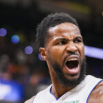 Nov 29, 2024; Indianapolis, IN, USA; Detroit Pistons guard Malik Beasley (5) celebrates Friday, Nov. 29, 2024, during a game between the Indiana Pacers and the Detroit Pistons at Gainbridge Fieldhouse in Indianapolis. The Pistons defeated the Pacers, 130-106.