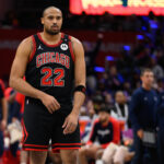 Jan 1, 2025; Washington, District of Columbia, USA; Chicago Bulls forward Talen Horton-Tucker (22) looks on during the fourth quarter against the Washington Wizards at Capital One Arena. Mandatory Credit: Reggie Hildred-Imagn Images