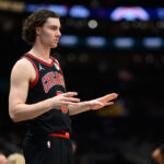 Jan 1, 2025; Washington, District of Columbia, USA; Chicago Bulls guard Josh Giddey (3) looks on during the second quarter against the Washington Wizards at Capital One Arena.
