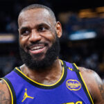 Mar 26, 2025; Indianapolis, Indiana, USA; Los Angeles Lakers forward LeBron James (23) after the game against the Indiana Pacers at Gainbridge Fieldhouse. Mandatory Credit: Trevor Ruszkowski-Imagn Images
