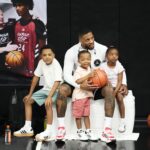 NBA star Damian Lillard with his children Damian Jr., Kalii, and Kali during Damian Lillard's Formula Zero Elite Camp at The PHHacility on Aug 8, 2025.