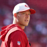 Aug 9, 2025; Santa Clara, California, USA; San Francisco 49ers running back Christian McCaffrey (23) warms up before the game against the Denver Broncos at Levi's Stadium. Mandatory Credit: David Gonzales-Imagn Images
