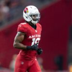Aug 9, 2025; Glendale, Arizona, USA; Arizona Cardinals wide receiver Marvin Harrison Jr. (18) against the Kansas City Chiefs during a preseason NFL game at State Farm Stadium.