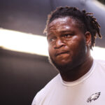 Aug 16, 2025; Philadelphia, Pennsylvania, USA; Philadelphia Eagles defensive tackle Jalen Carter walks through the tunnel before a game against the Cleveland Browns at Lincoln Financial Field. Mandatory Credit: Bill Streicher-Imagn Images
