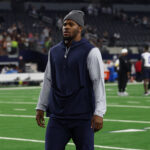 Aug 22, 2025; Arlington, Texas, USA; Dallas Cowboys defensive end Micah Parsons walks off the field after the game against the Atlanta Falcons at AT&T Stadium. Mandatory Credit: Kevin Jairaj-Imagn Images