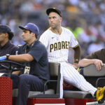 Sep 1, 2025; San Diego, California, USA; San Diego Padres relief pitcher Jason Adam (40) is taken away in a cart after being injured during the seventh inning against the Baltimore Orioles at Petco Park. Mandatory Credit: Denis Poroy-Imagn Images