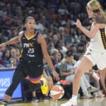 Resultados WNBA 2/9/2025 Phoenix Mercury forward Alyssa Thomas (25) is defended by Indiana Fever guard Lexie Hull (10) during the first quarter at PHX Arena on Sept. 2, 2025.