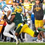 Micah Parsons joga hoje? 11/09 - Detroit Lions quarterback Jared Goff (16) is sacked by Green Bay Packers defensive end Micah Parsons (1) during the second half at Lambeau Field in Green Bay, Wis., on Sunday, September 7, 2025.