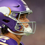 Sep 14, 2025; Minneapolis, Minnesota, USA; Minnesota Vikings quarterback J.J. McCarthy (9) takes the field before the game against Atlanta Falcons at U.S. Bank Stadium. Mandatory Credit: Matt Krohn-Imagn Images