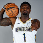 Sep 23, 2025; Metairie, LA, USA; New Orleans Pelicans forward Zion Williamson (1) takes part in media day at Ochsner Sports Performance Center. Mandatory Credit: Matthew Hinton-Imagn Images
