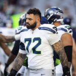 Dec 8, 2024; Glendale, Arizona, USA; Seattle Seahawks offensive tackle Abraham Lucas (72) against the Arizona Cardinals at State Farm Stadium.