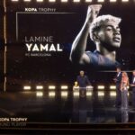 Lamine Yamal vencendo o prêmio de melhor jogador sub-21 do mundo