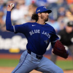 Sep 11, 2025; Toronto, Ontario, CAN; Toronto Blue Jays starting pitcher Kevin Gausman (34) pitches to the Houston Astros during the ninth inning at Rogers Centre.