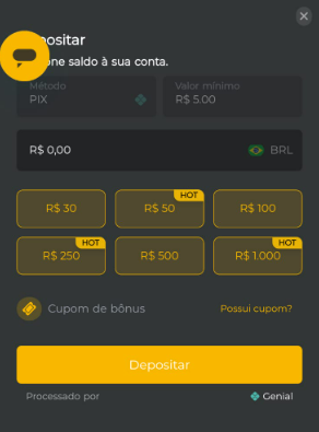 Como fazer seu depósito na conta dentro da GoldeBet
