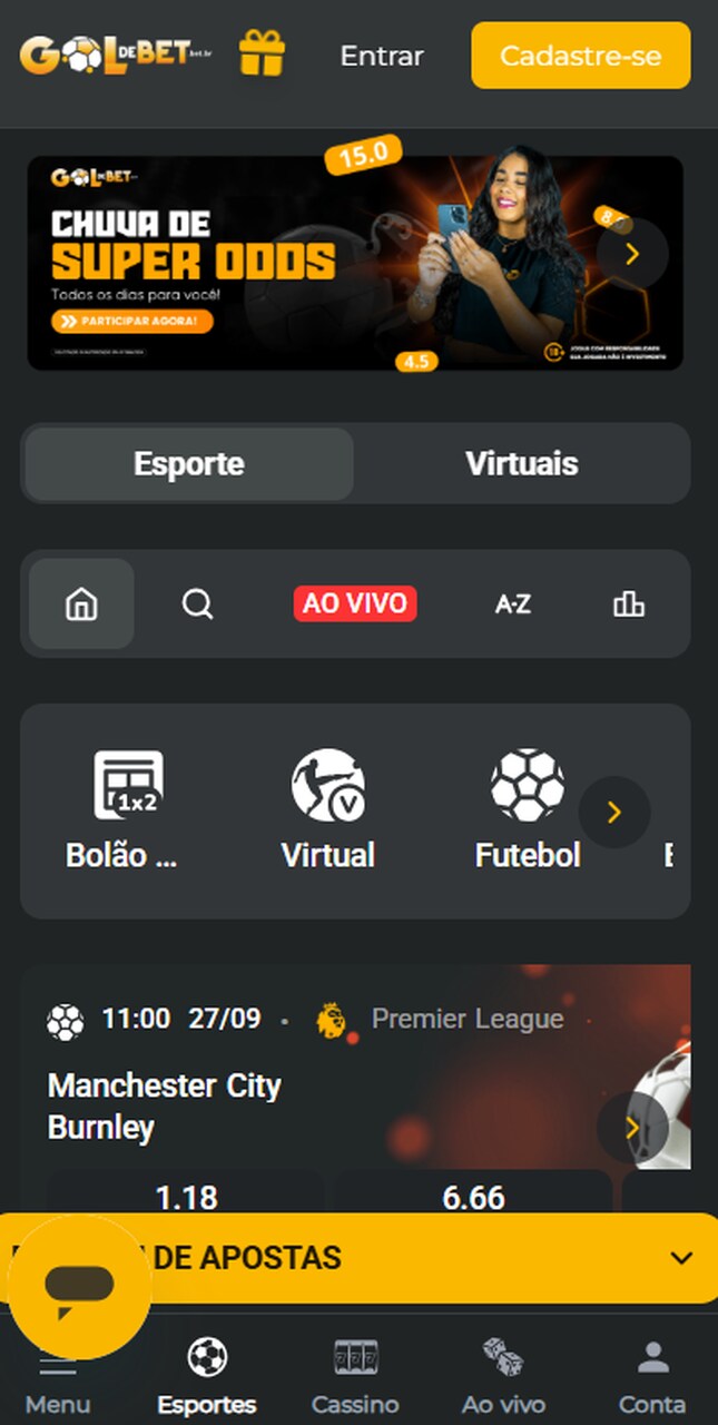 Odds e Mercados da GoldeBet Apostas