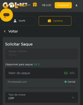 Como fazer saque na GoldeBet
