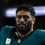 Nov 14, 2024; Philadelphia, Pennsylvania, USA; Philadelphia Eagles offensive tackle Jordan Mailata (68) during the fourth quarter against the Washington Commanders at Lincoln Financial Field.