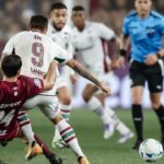 Momento da partida de Lanús 1 x 0 Fluminense