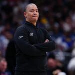 May 3, 2025; Denver, Colorado, USA; LA Clippers head coach Tyronn Lue during the third quarter against the Denver Nuggets during game seven of first round for the 2025 NBA Playoffs at Ball Arena.