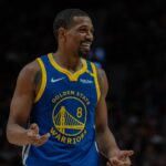 Oct 23, 2024; Portland, Oregon, USA; Golden State Warriors shooting guard De'Anthony Melton (8) is pictured against the Portland Trailblazers at Moda Center.