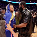 Stephen Curry Harden Amizade Conversa Warriors Clippers - Cary Edmondson-USA TODAY Sports