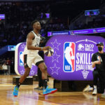 Feb 19, 2022; Cleveland, OH, USA; Team Antetokounmpo player Alex Antetokounmpo (29) shoots during the Skills Challenge during the 2022 NBA All-Star Saturday Night at Rocket Mortgage Field House. Mandatory Credit: Kyle Terada-USA TODAY Sports
