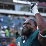 Oct 13, 2024; Philadelphia, Pennsylvania, USA; Philadelphia Eagles defensive end Brandon Graham (55) walks off the field after win against the Cleveland Browns at Lincoln Financial Field.
