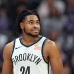 Nov 24, 2024; Sacramento, California, USA; Brooklyn Nets guard Cam Thomas (24) during the first quarter against the Sacramento Kings at Golden 1 Center.