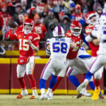 Onde assistir NFL Jan 26, 2025; Kansas City, MO, USA; Kansas City Chiefs quarterback Patrick Mahomes (15) against the Buffalo Bills in the AFC Championship game at GEHA Field at Arrowhead Stadium. Mandatory Credit: Mark J. Rebilas-Imagn Images