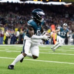 Feb 9, 2025; New Orleans, LA, USA; Philadelphia Eagles safety CJ Gardner-Johnson (8) against the Kansas City Chiefs during Super Bowl LIX at Ceasars Superdome. Mandatory Credit: Mark J. Rebilas-Imagn Images