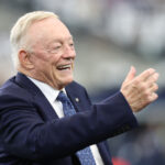 Sep 14, 2025; Arlington, Texas, USA; Dallas Cowboys owner Jerry Jones on the sideilne before the game against the New York Giants at AT&T Stadium. Mandatory Credit: Kevin Jairaj-Imagn Images