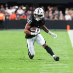 NFL trade deadline Sep 28, 2025; Paradise, Nevada, USA; Las Vegas Raiders wide receiver Jakobi Meyers (16) runs the ball during the second half against the Chicago Bears at Allegiant Stadium. Mandatory Credit: Kiyoshi Mio-Imagn Images
