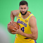 Sep 29, 2025; Los Angeles, CA, USA; Los Angeles Lakers center Maxi Kleber (14) during media day at UCLA Health Training Center. Mandatory Credit: Gary A. Vasquez-Imagn Images