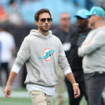 Oct 5, 2025; Charlotte, North Carolina, USA; NFL; Miami Dolphins head coach Mike McDaniel seen during warm ups against the Carolina Panthers at Bank of America Stadium.