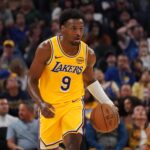 Oct 5, 2025; San Francisco, California, USA; Los Angeles Lakers guard Bronny James (9) dribbles upcourt against the Golden State Warriors in the second quarter at Chase Center.